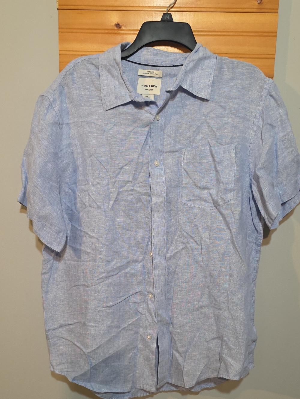 Thom Aaron 100% Linen Button Down Shirt Chest Pocket Size L Like New
